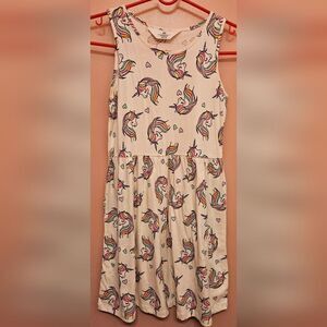 H&M girls sleeveless unicorn dress 8/10 *